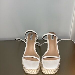 Women's White Woven Wedge Sandals